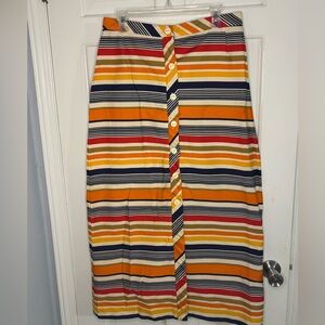 Vintage 1970s Alex Coleman Striped Button-Down Skirt - Amazing Condition